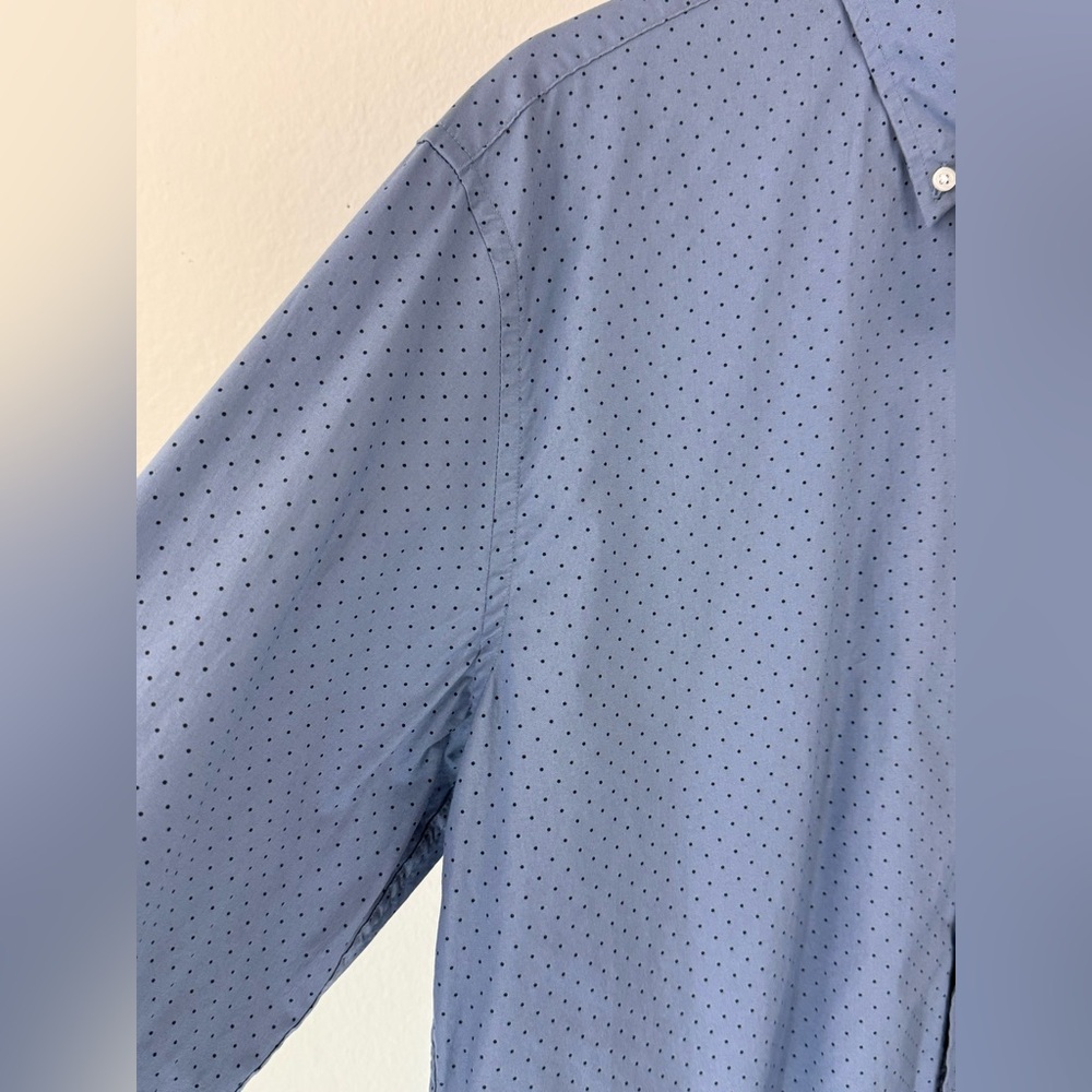 J. Crew Men’s XL Slim Flex Washed Stretch Shirt Blue Polka Dot Button Down NWT - Picture 5 of 10